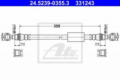 ATE 24.5239-0355.3 тормозной шланг на PEUGEOT EXPERT Tepee (VF3V_)