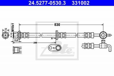 ATE 24.5277-0530.3 тормозной шланг на TOYOTA YARIS VERSO (_NLP2_, _NCP2_)