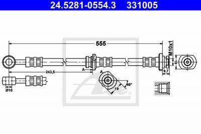 ATE 24.5281-0554.3 тормозной шланг на NISSAN ALMERA II (N16)