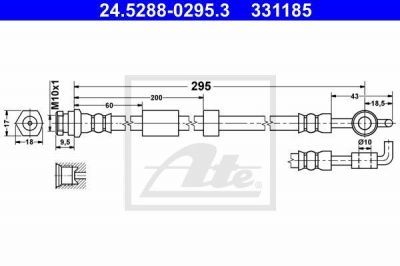 ATE 24.5288-0295.3 тормозной шланг на MAZDA 6 универсал (GH)
