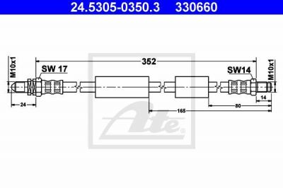ATE 24.5305-0350.3 тормозной шланг на FORD KA (RB_)