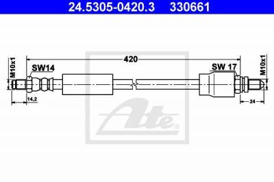 ATE 24.5305-0420.3 тормозной шланг на FORD ESCORT VII (GAL, AAL, ABL)