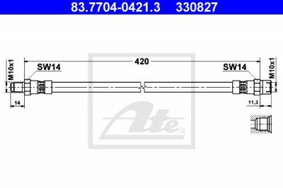 ATE 83.7704-0421.3 тормозной шланг на MERCEDES-BENZ T1 фургон (602)