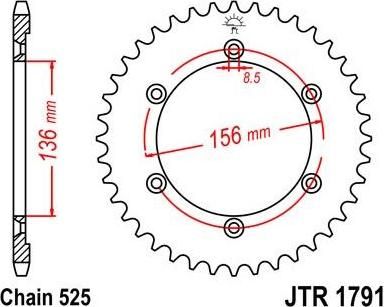 BIKE ALERT Звезда цепного привода (JTR 1791 43)