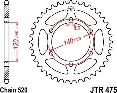 BIKE ALERT Звезда цепного привода (JTR 475 44)