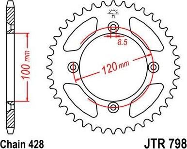 BIKE ALERT Звезда цепного привода (JTR 798 52)