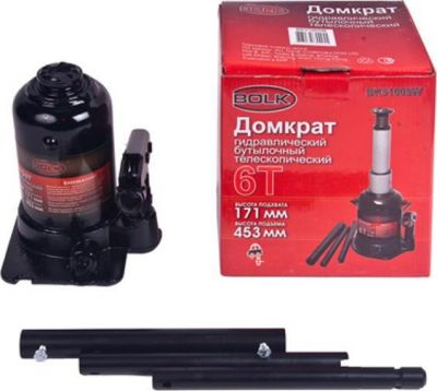 BOLK BK51005S Домкрат гидравлический бутылочный 6т 216-413мм кейс