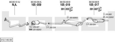 Bosal 012.145.50 система выпуска ог на AUDI 80 (89, 89Q, 8A, B3)