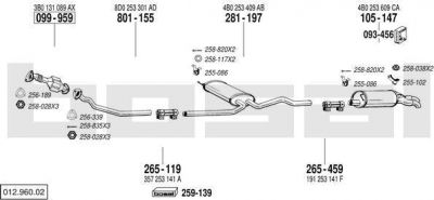 Bosal 012.960.02 система выпуска ог на AUDI A6 Avant (4B5, C5)