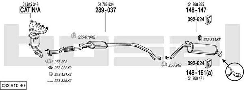 Bosal 032.910.40 система выпуска ог на FIAT GRANDE PUNTO (199)