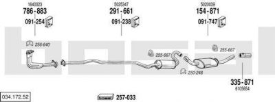 Bosal 034.172.52 система выпуска ог на FORD ESCORT IV универсал (AWF, AVF)