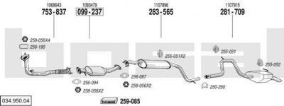 Bosal 034.950.04 система выпуска ог на FORD MONDEO II седан (BFP)