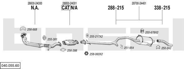 Bosal 040.055.60 система выпуска ог на HYUNDAI PONY / EXCEL седан (X-2)
