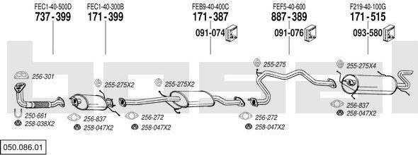 Bosal 050.086.01 система выпуска ог на MAZDA 626 III Station Wagon (GV)