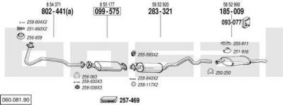 Bosal 060.081.90 система выпуска ог на OPEL ASTRA F универсал (51_, 52_)