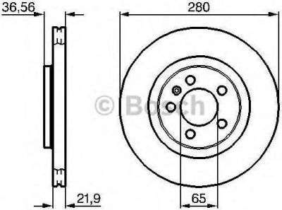 BOSCH Диск тормозной AUDI A3 96-/SKODA OKTAVIA 96-/VW BORA/GOLF IV/V передний D=280мм. (562039J, 0986478852)