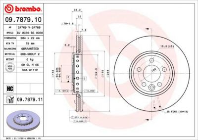 BREMBO Диск торм.пер. вент. ROVER 75 1.8-2.5 V6 00-> GBD90844 (562165J, 09.7879.10)