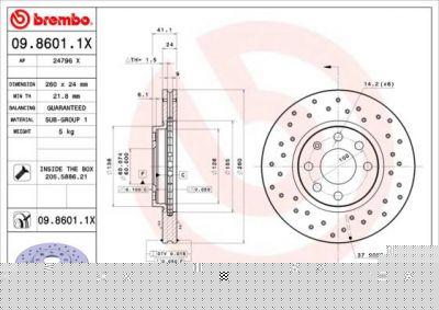 Brembo 09.8601.1X тормозной диск на OPEL COMBO Tour
