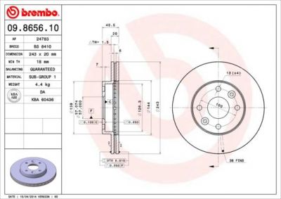 BREMBO Диск торм пер SHUMA 1.5 97-00 (0K2AZ33251, 09.8656.10)
