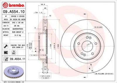 Brembo 09.A554.10 тормозной диск на HYUNDAI GENESIS купе