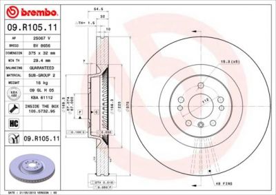 BREMBO Диск тормозной передний MB W164 (164 421 06 12, 09.R105.11)
