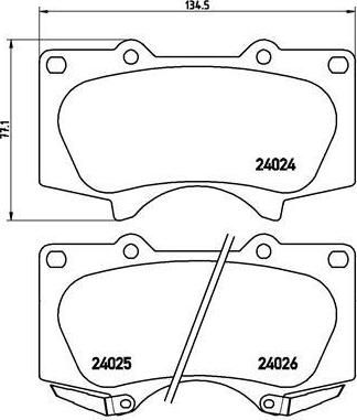 BREMBO Колодки передние LEXUS / TOYOTA / MITSUBISHI (044650K090, P83066)