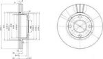 DELPHI Диск тормозной AUDI 80 1.9-2.3 91-94 передний D=256мм. (цена за 1 шт., в упак. 2 шт.) (895 615 301A, BG2668)