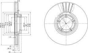 Delphi BG3365 Диск тормозной FORD TRANSIT 91-00 R14 передний вентилируемый