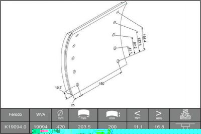 Ferodo K19094.0-F3658 комплект тормозных башмаков, барабанные тормоза на RENAULT TRUCKS Magnum