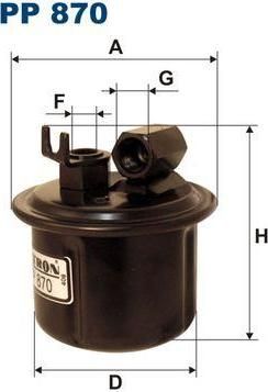 FILTRON Фильтр топливн. Honda ACCORD IV/V 2,2i-2,3i 01/90-02/96/CIVIC IV(EG, EH) 1,5i-1,6i 10/91-11/95 (16010SM4506, PP870)