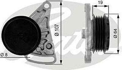 GATES Натяжной ролик, поликлиновой ремень VW VW PASSAT (3B3) 1.9 TDI (058260511, T38068)