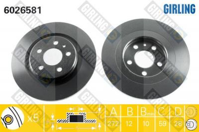 GIRLING Диск торм.передний TOYOTA COROLLA E10 07 92 - 04 97 255x22mm (4351212550, 6026581)