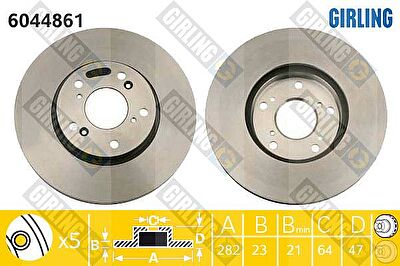 GIRLING Диск тормозной HONDA CIVIC 01-06/CR-V 2.0 02-06/STREAM 15