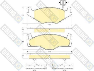 GIRLING Колодки тормозные VOLKSWAGEN G2 1.6/G3 1.4/1.6/1.9D передние (571317, 6104545)
