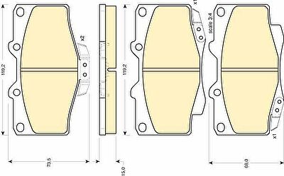 GIRLING Колодки тормозные передние дисковые TOYOTA 4 RUNNER/HILUX SURF/LAND CRUISER 80/90 119.2X68X15 mm SUMITOMO (572140, 6107979)