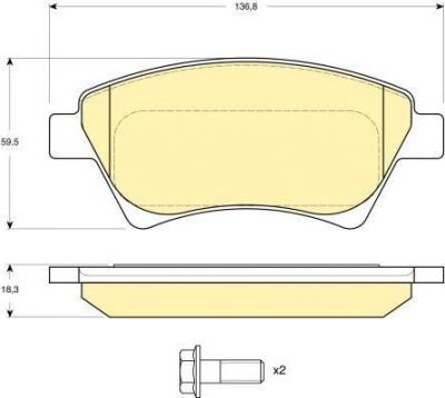 GIRLING Колодки дисковые перед. RENAULT Kangoo/Megane I/II/Scenic I/II 1,4-2,0L 02/00-> 7701208122/7701207672/7701207184/7701206044 (573124J, 6115524)