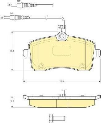 GIRLING Колодки тормозные PEUGEOT 407 04> передние с датчиком (573132, 6115941)