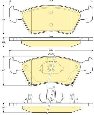 GIRLING Колодки тормозные передние дисковые с ушами TOYOTA AVENSIS (-T22_) 1,6i-2,0i/2,0TD/2,0D-4D 09/97-12/02 156X54,4X18mm 0446520260 (572400, 6131632)