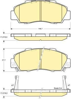 Girling 6131969 комплект тормозных колодок, дисковый тормоз на HONDA INTEGRA купе (DC2, DC4)