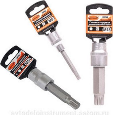 головка (1/2,L=100mm) со вставкой SPLINE M18 с отверстием (АвтоDело)Professional 39209