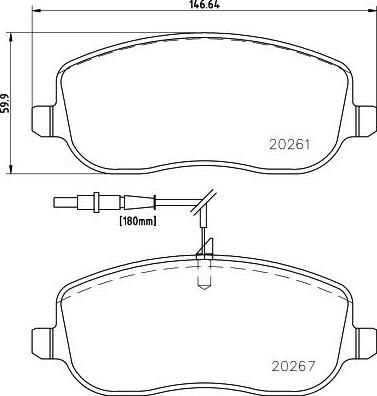 Hella 8DB 355 010-501 комплект тормозных колодок, дисковый тормоз на PEUGEOT EXPERT фургон (222)