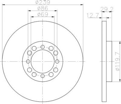 Hella 8DD 355 100-861 тормозной диск на VOLVO 340-360 (343, 345)