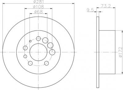 Hella 8DD 355 100-891 тормозной диск на VOLVO 240 Kombi (P245)