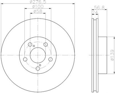 Hella 8DD 355 106-341 тормозной диск на SUBARU LEGACY IV универсал (BL, BP, B13_)