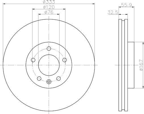 Hella 8DD 355 109-671 тормозной диск на VW MULTIVAN V (7HM, 7HN, 7HF, 7EF, 7EM, 7EN)