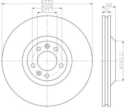 Hella 8DD 355 110-781 тормозной диск на PEUGEOT 607 (9D, 9U)