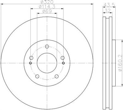 Hella 8DD 355 114-841 тормозной диск на MITSUBISHI LANCER VI (CJ-CP_)
