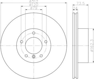 Hella 8DD 355 115-381 тормозной диск на X1 (E84)