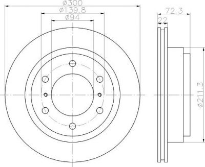 Hella 8DD 355 118-651 тормозной диск на MITSUBISHI PAJERO IV (V8_W, V9_W)