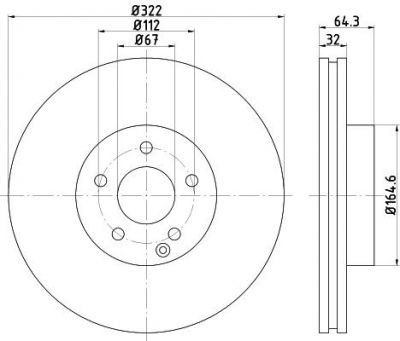 Hella 8DD 355 118-931 тормозной диск на MERCEDES-BENZ E-CLASS купе (C207)
